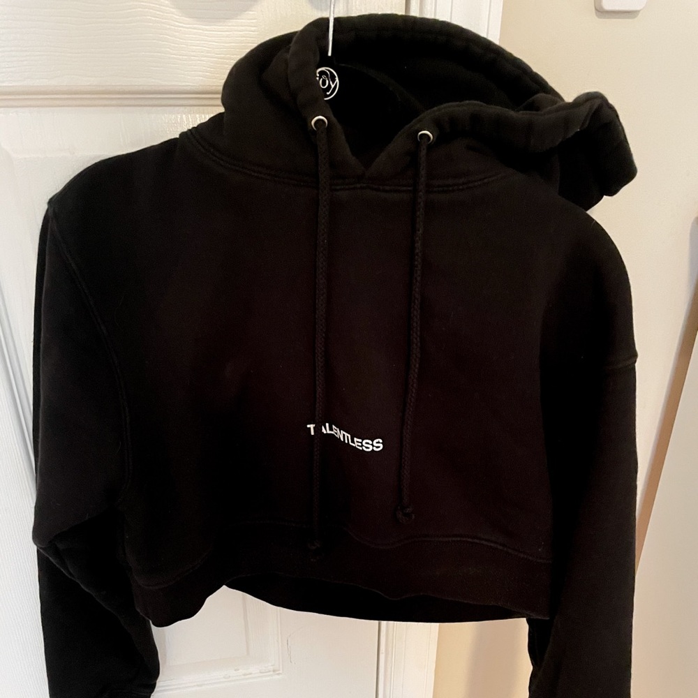 Talentless Black Cropped Hoodie